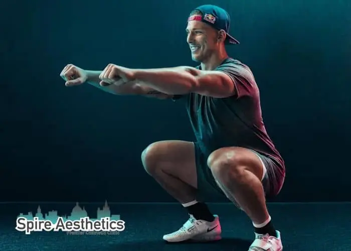 Image of man build leg muscle Esher through exercise